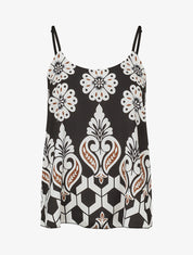 Caraco satiné imprimé ikat - Noir - 4