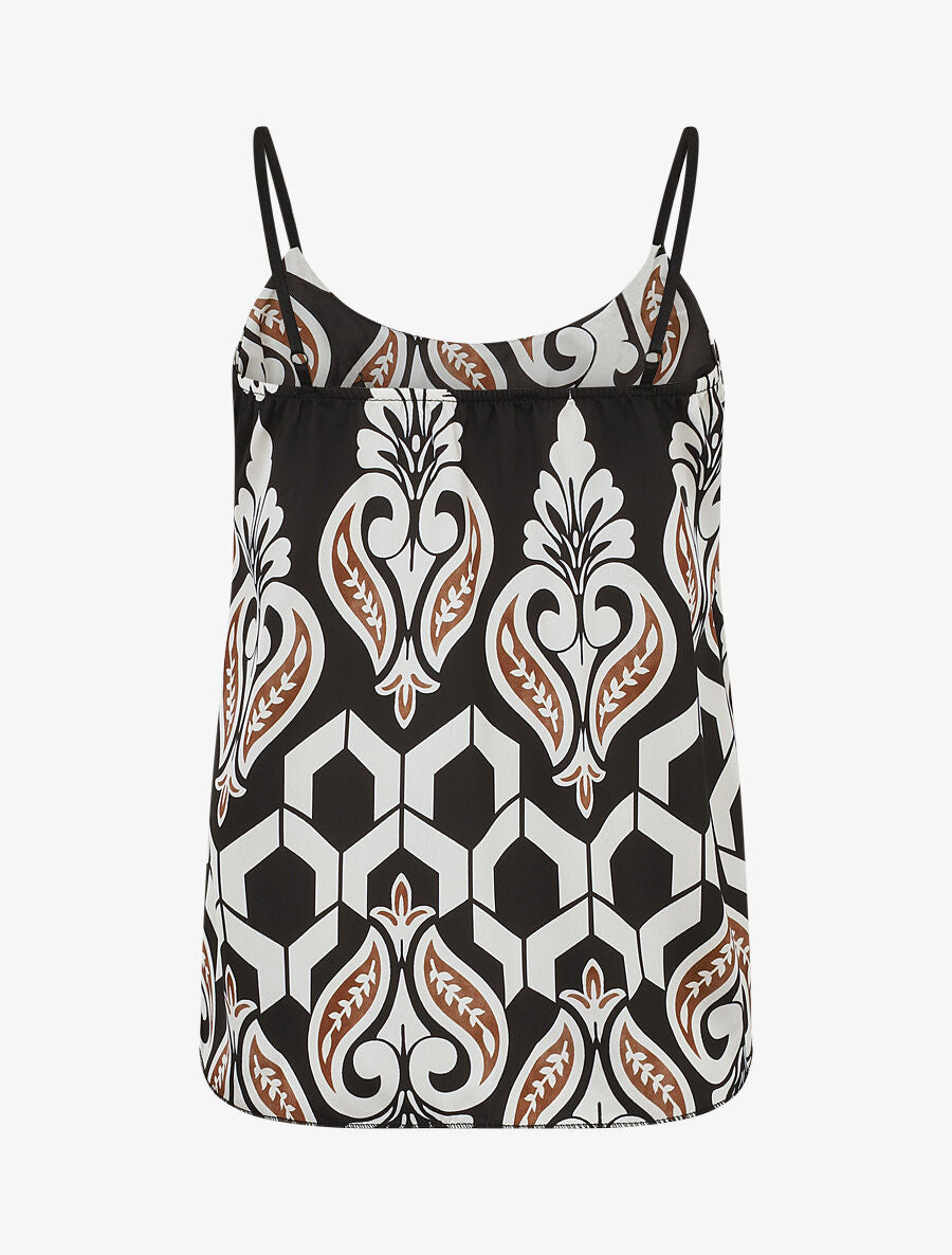 Caraco satiné imprimé ikat - Noir - 2
