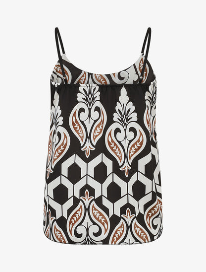 Caraco satiné imprimé ikat - Noir - 2