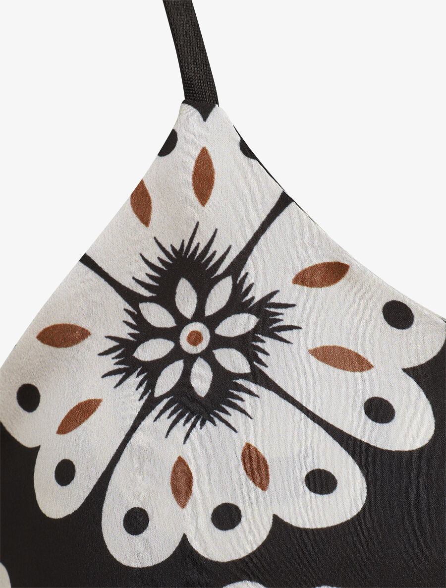 Caraco satiné imprimé ikat - Noir - 3