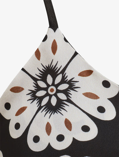 Caraco satiné imprimé ikat - Noir - 3