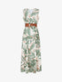 Robe longue élastiquée imprimé feuillage - Kaki - 1