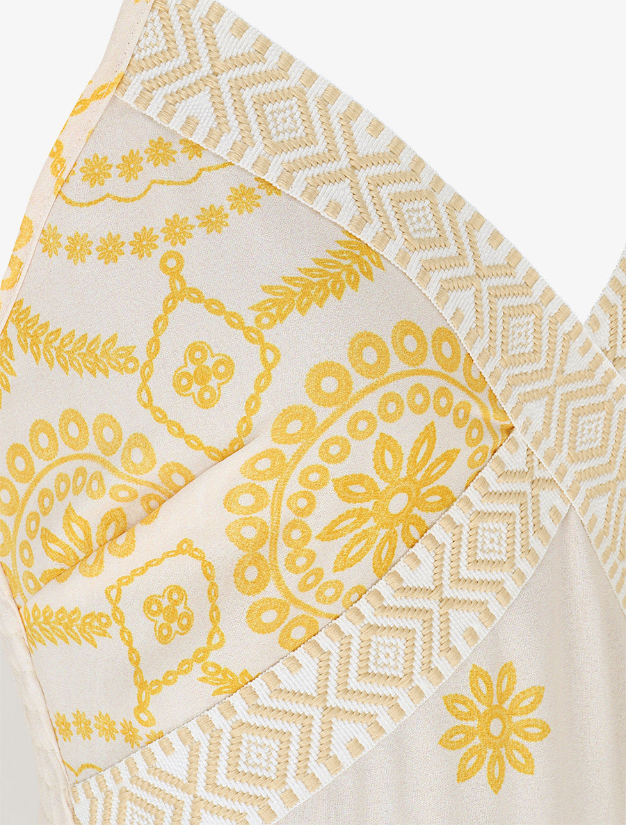 Robe élastiquée imprimé fleurs - Jaune - 3