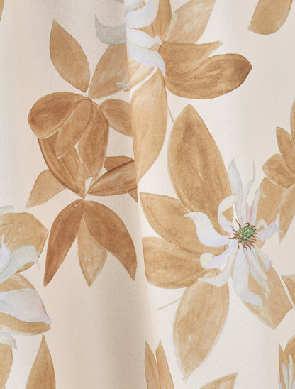 Robe à dos élastiqué imprimé fleurs - Camel - 3