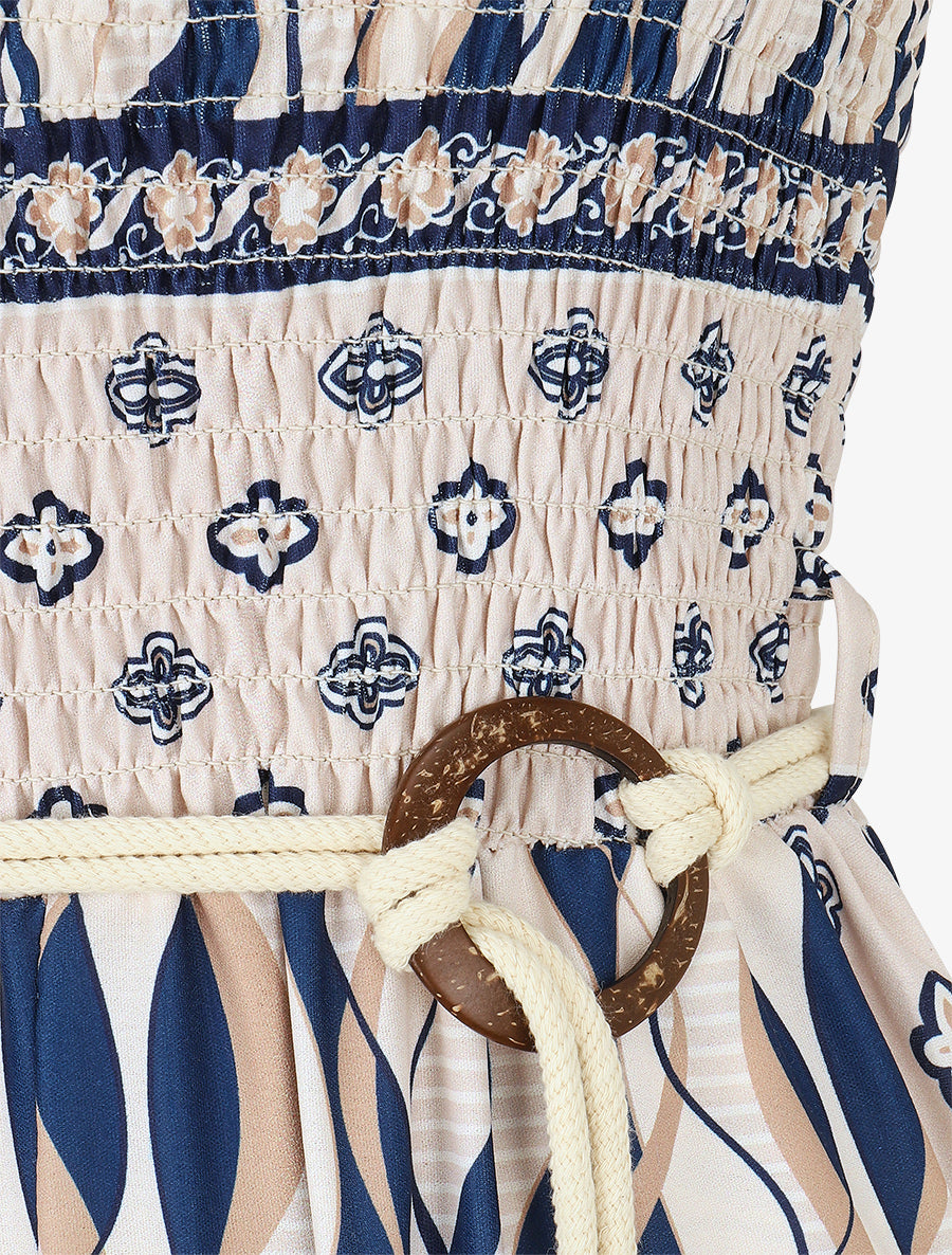 Combinaison imprimé fantaisie à buste élastiqué - Marine - 3