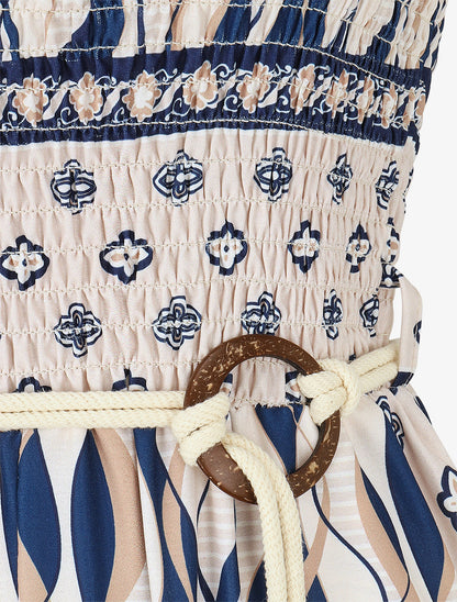 Combinaison imprimé fantaisie à buste élastiqué - Marine - 3