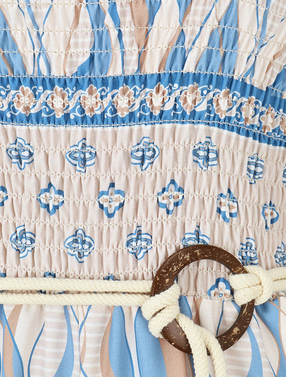 Combinaison imprimé fantaisie à buste élastiqué - Bleu ciel - 3