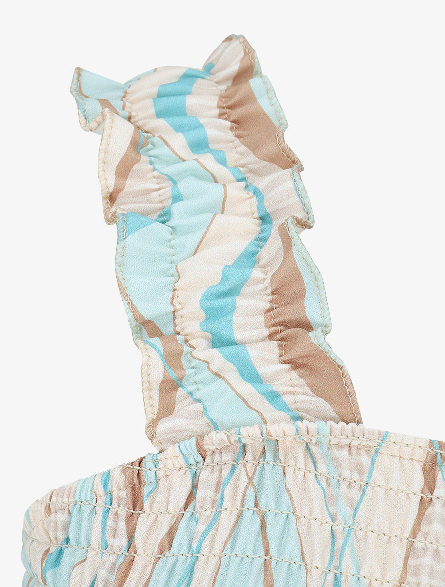 Combinaison imprimé fantaisie à buste élastiqué - Vert d&