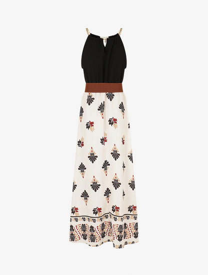 Robe imprimé ikat à bretelles en chaîne - Noir - 2