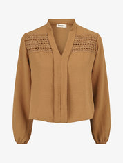 Blouse à détail crochet - Camel - 1