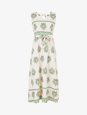 Robe élastiquée à imprimé ikat - Kaki - 1