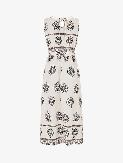 Robe élastiquée à imprimé ikat - Noir - 2