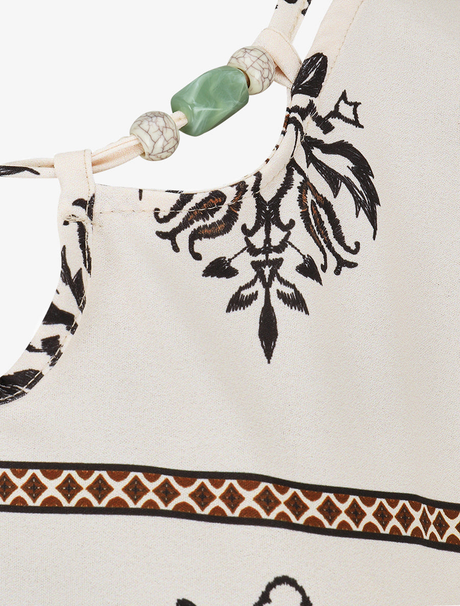 Robe élastiquée à imprimé ikat - Noir - 3