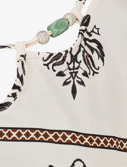 Robe élastiquée à imprimé ikat - Noir - 3