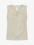 Top droit col fantaisie imprimé plumes dorées - Beige - 1