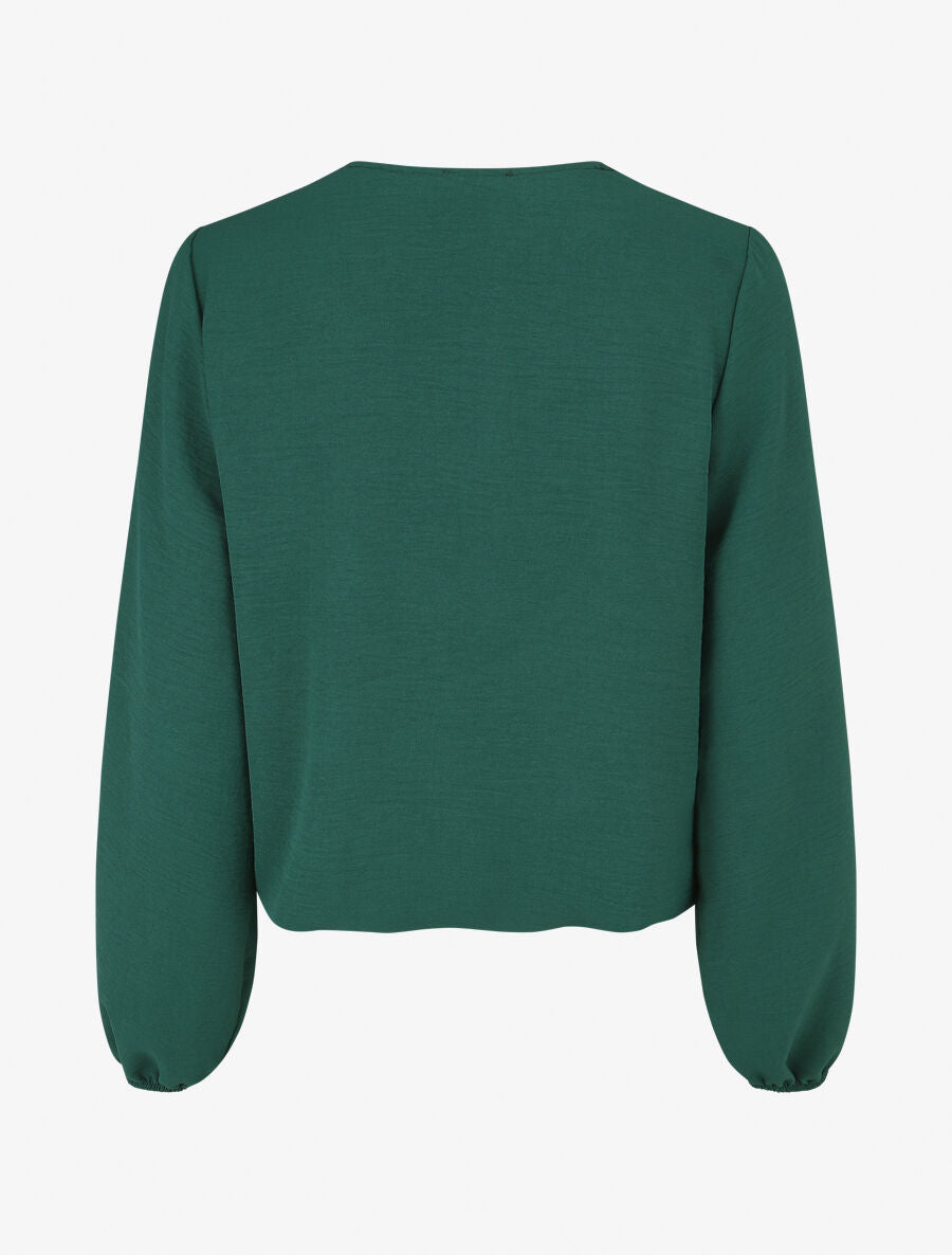 Blouse à col V brodé - Vert sapin - 2