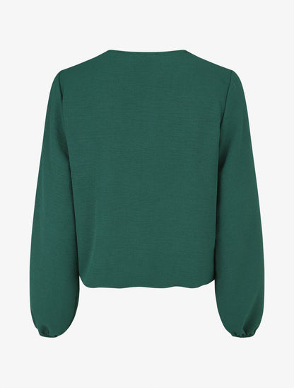 Blouse à col V brodé - Vert sapin - 2