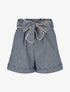 Short fluide à rayures et ceinture fantaisie - Bleu - 1