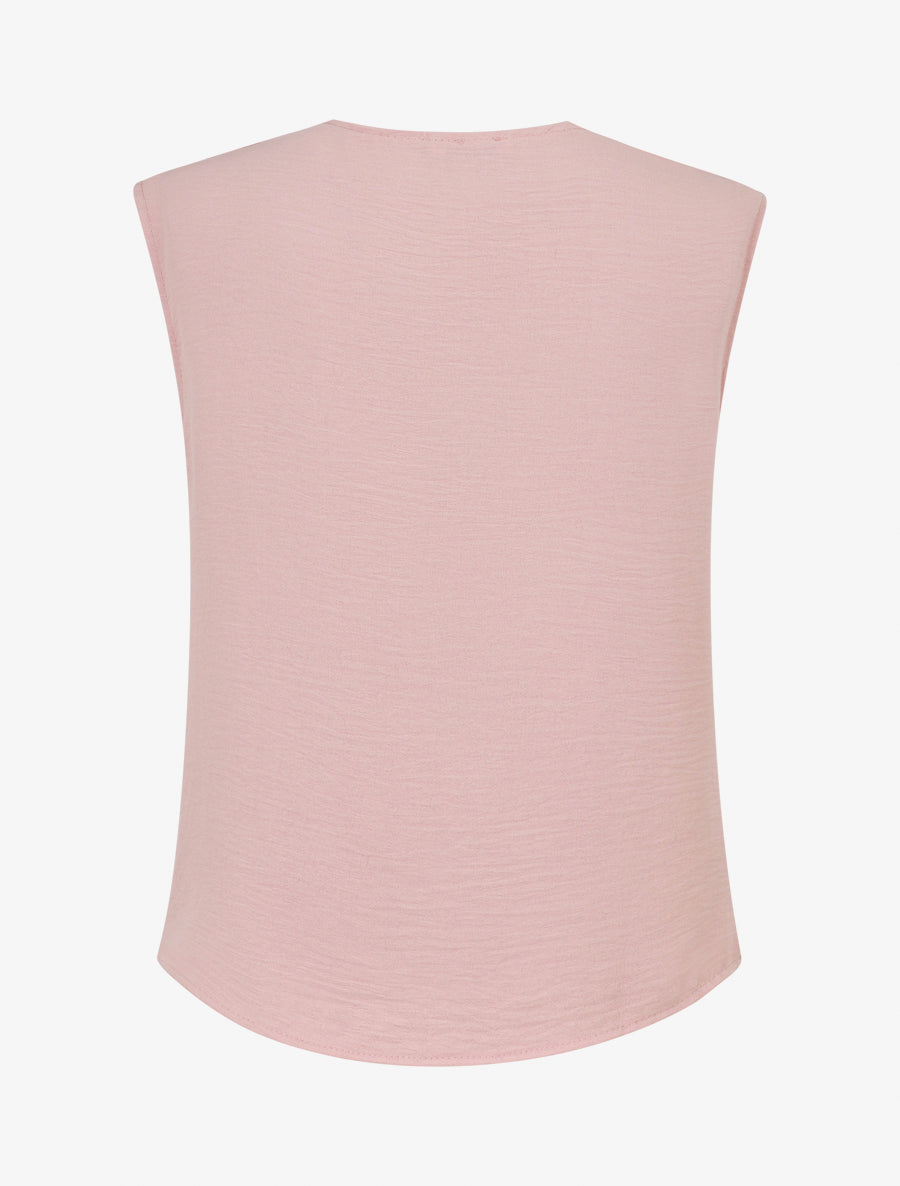 Top uni à empiècement bijou - Vieux rose - 2