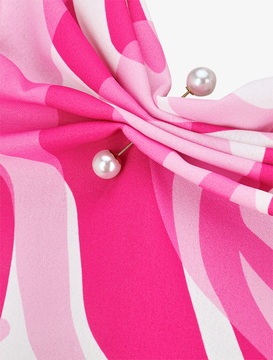 Top graphique sans manches à col bénitier - Fuchsia - 3