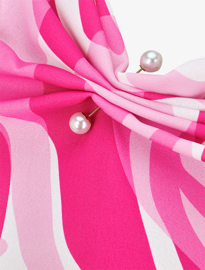 Top graphique sans manches à col bénitier - Fuchsia - 3