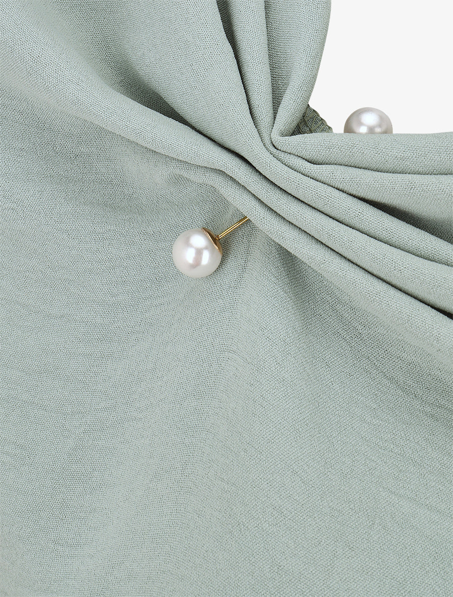 Top boule sans manches à col drapé - Vert d&