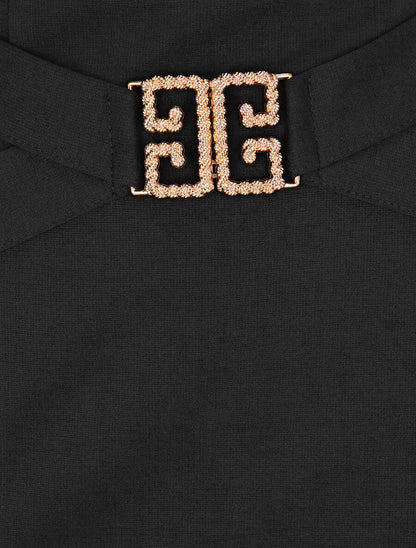 Jupe droite avec boucle décorative - Noir - 3