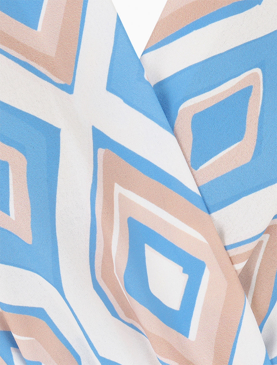 Robe imprimé graphique à col cache-coeur - Bleu ciel - 3