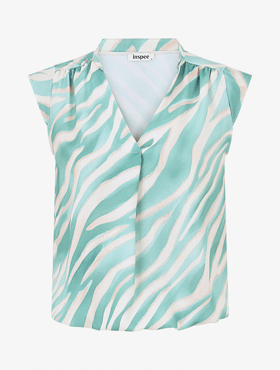 Top boule imprimé zèbre - Vert d&