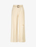 Pantalon uni à taille élastiquée - Beige - 1
