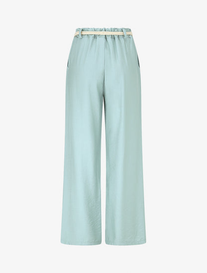 Pantalon uni à taille élastiquée - Vert d&