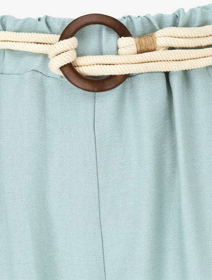 Pantalon uni à taille élastiquée - Vert d&