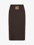 Jupe droite avec boucle décorative - Marron - 4