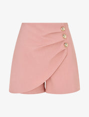 Short uni à boutons décoratifs - Vieux rose - 1