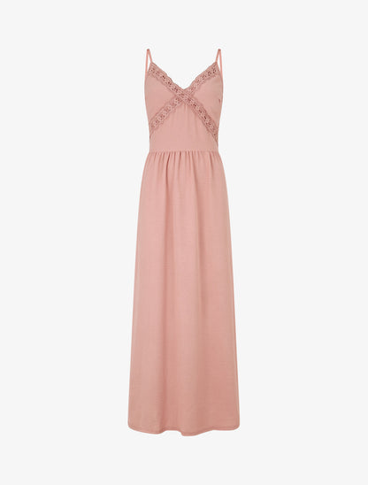Robe longue à dos élastiqué - Vieux rose - 1