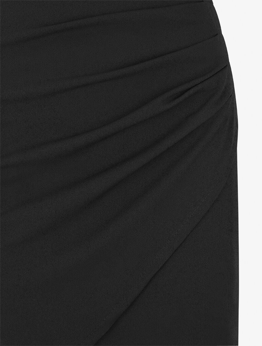 Jupe courte portefeuille et plissée - Noir - 3