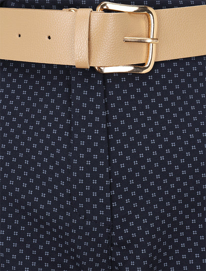 Short droit taille haute imprimé graphique - Marine - 3
