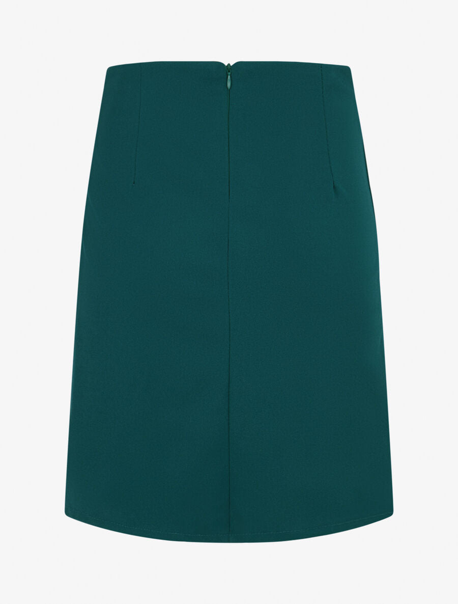 Jupe courte portefeuille et plissée - Vert sapin - 2