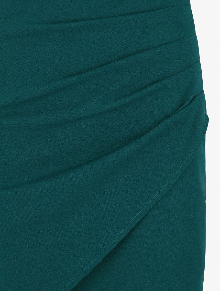 Jupe courte portefeuille et plissée - Vert sapin - 3