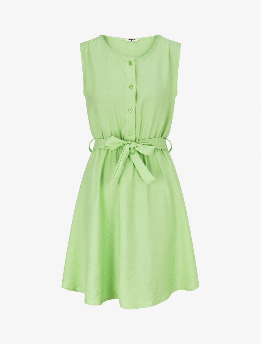 Robe mi-longue coupe évasée - Vert pomme - 1