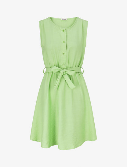Robe mi-longue coupe évasée - Vert pomme - 1