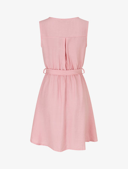 Robe mi-longue coupe évasée - Rose - 2
