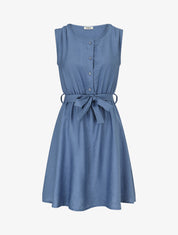 Robe mi-longue coupe évasée - Bleu - 1