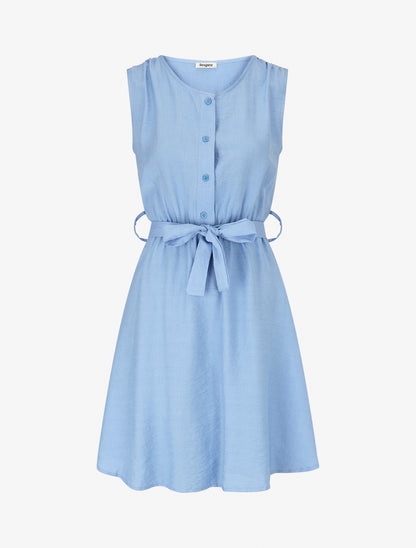 Robe mi-longue coupe évasée - Bleu ciel - 1