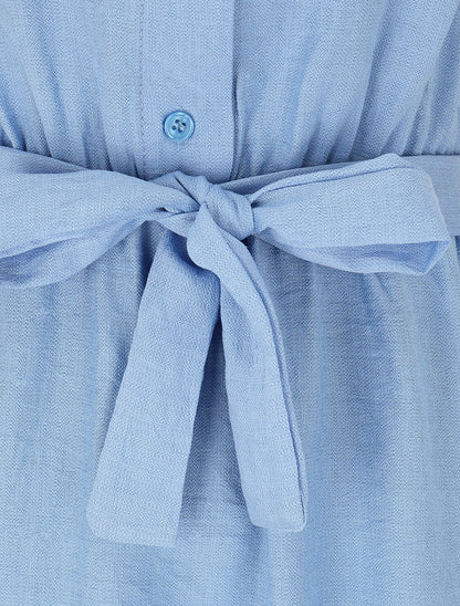 Robe mi-longue coupe évasée - Bleu ciel - 3