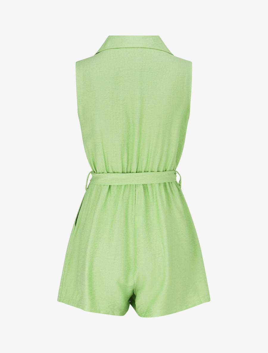 Combishort évasé style chemise - Vert pomme - 2