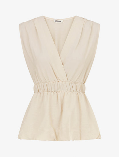 Top empire sans manches uni - Beige - 1