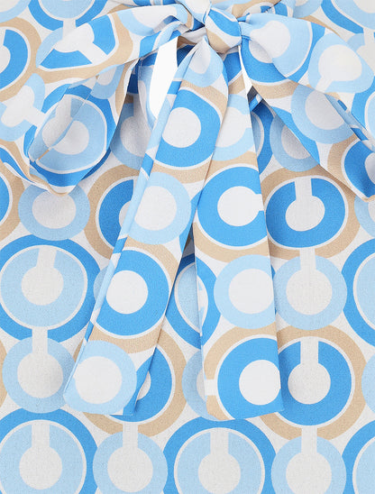 Top graphique à col lavallière - Bleu ciel - 3