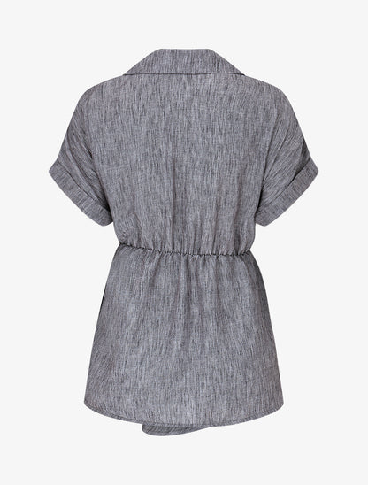 Blouse manches courtes à col cache-coeur - Gris - 2