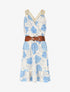 Robe mi-longue élastiquée imprimé feuilles - Bleu ciel - 1